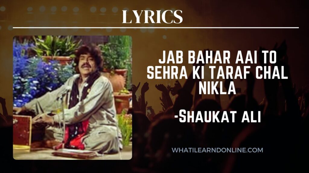 jab bahar aai to sehra ki taraf chal nikla lyrics